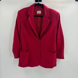 Untied Colors Of Benetton Red Wool Blend Blazer Button Front Jacket Sz 38(6-8)